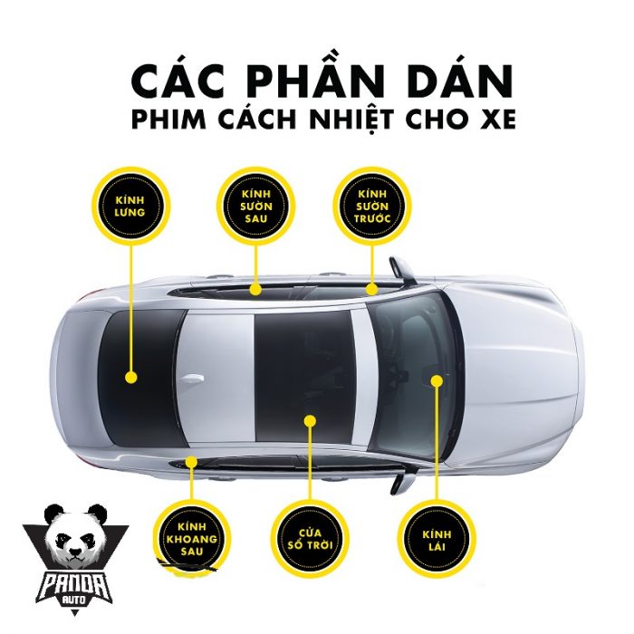 Vị trí dán phim cách nhiệt trên ô tô